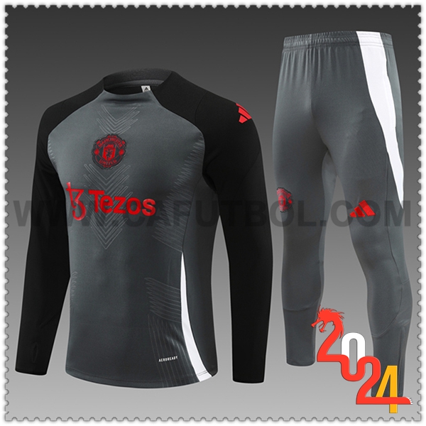 Tuta Allenamento Manchester United Bambino Grigio/Nero/Bianco 2024 2025 -02