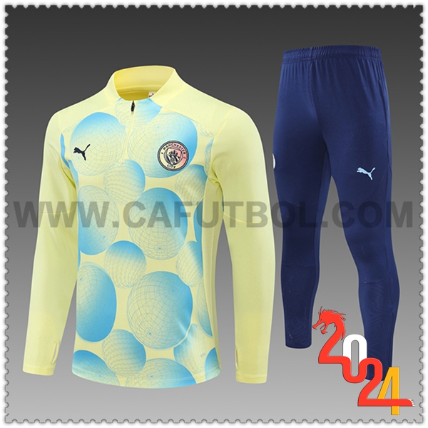 Tuta Allenamento Manchester City Bambino Giallo/Blu 2024 2025