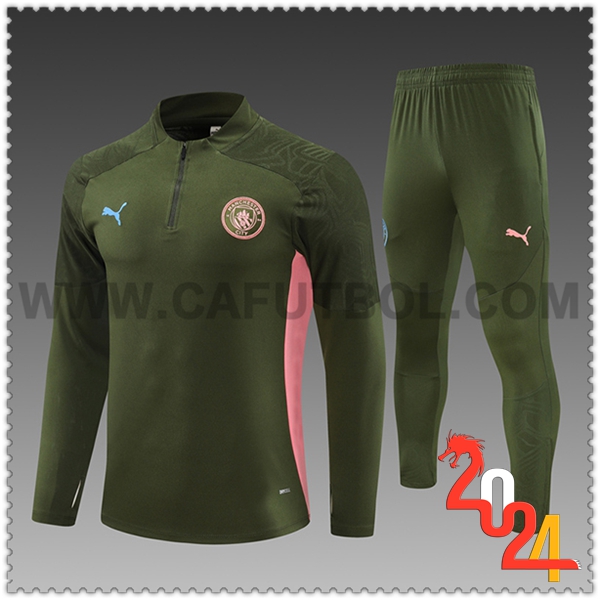 Tuta Allenamento Manchester City Bambino Verde/Rosa 2024 2025