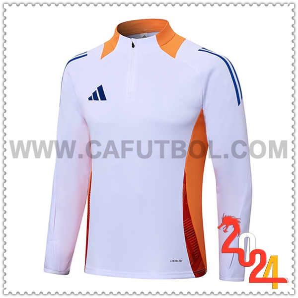 Felpa Allenamento Adidas Bianco/Arancia/Blu 2024 2025