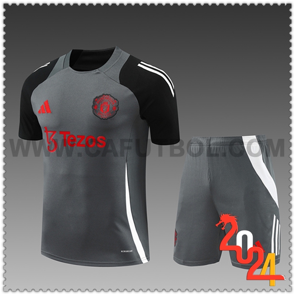 Kit Maglia Allenamento Manchester United Bambino Grigio/Nero 2024 2025