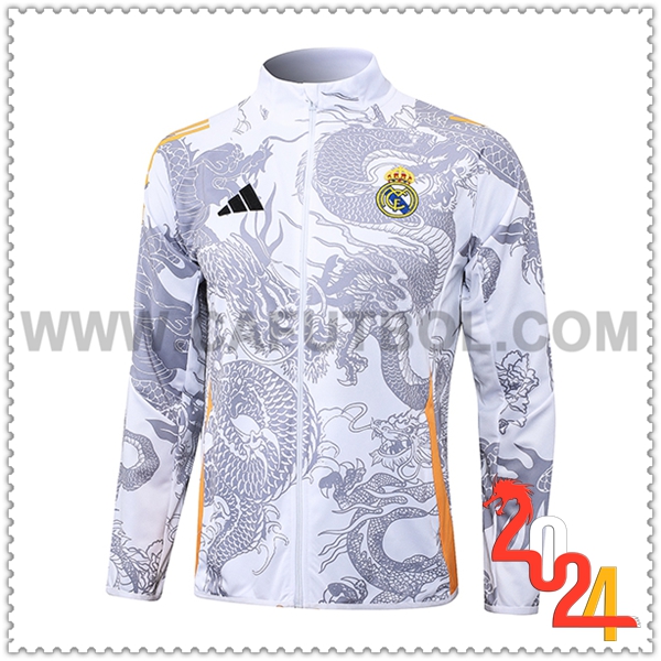 Giacca Calcio Real Madrid Bianco/Grigio/Arancia 2024 2025