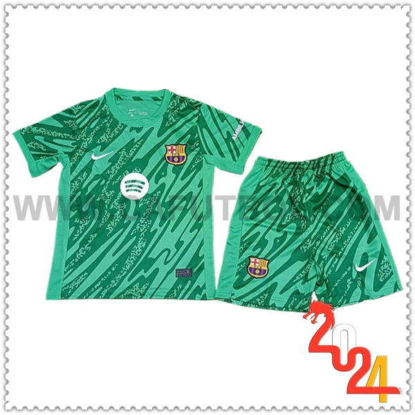 Kit Maglia Portiere FC Barcellona Bambino 2024 2025 Verde