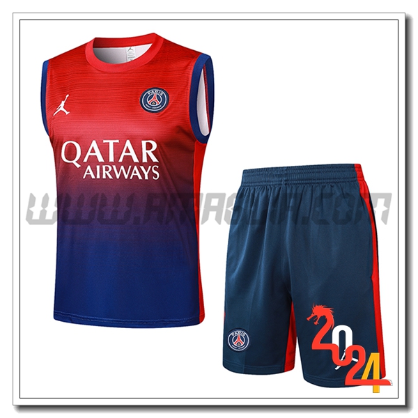 Kit Canotta Allenamento PSG Rosso/Blu 2024 2025 -02