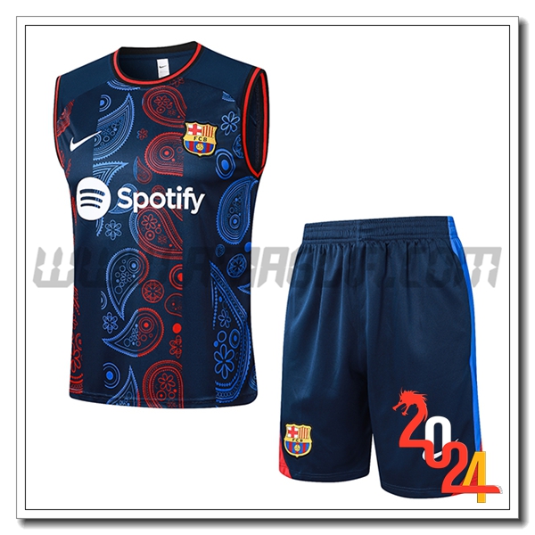 Kit Canotta Allenamento FC Barcellona Blu/Rosso 2024 2025