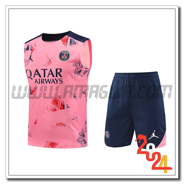 Kit Canotta Allenamento PSG Rosa/Blu 2024 2025