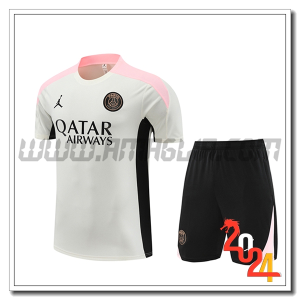 Kit Maglia Allenamento PSG Bianco/Rosa/Nero 2024 2025