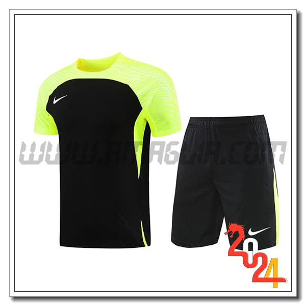 Kit Maglia Allenamento Nike Nero/Verde 2024 2025