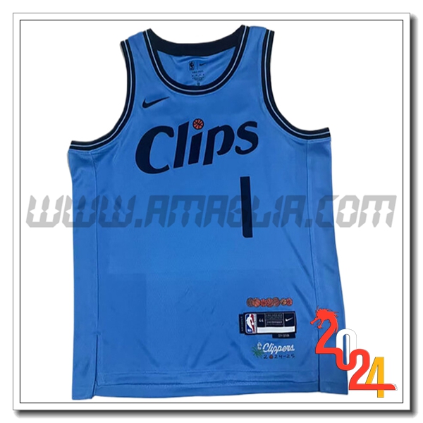 Maglia Los Angeles Clippers (HARDEN #1) 2024/25 Blu/Nero