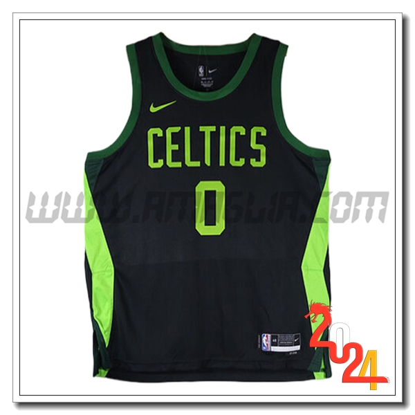 Maglia Boston Celtics (TATUM #0) 2024/25 Nero/Verde -03