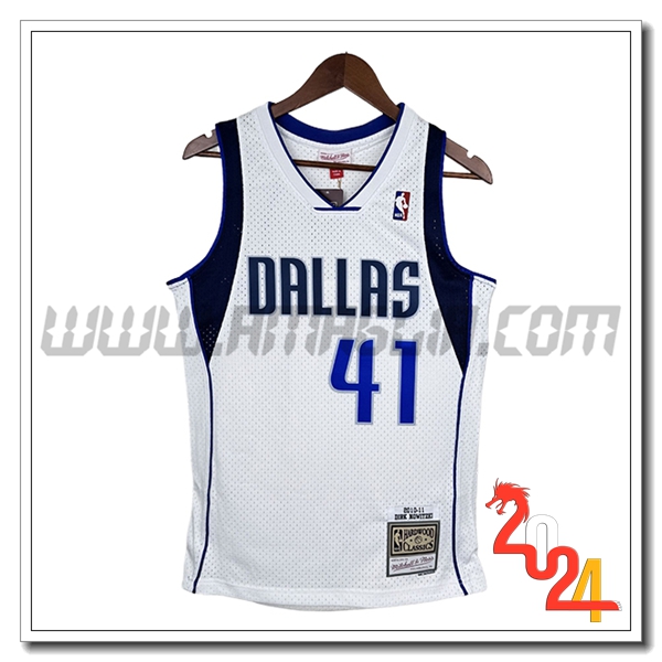 Maglia Dallas Mavericks (NOWITZKI #41) 2024/25 Bianco/Blu/Nero