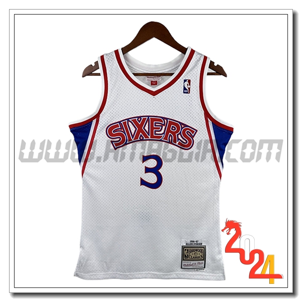 Maglia Philadelphia 76ers (IVERSON #3) 2023/24 Bianco/Blu/Rosso