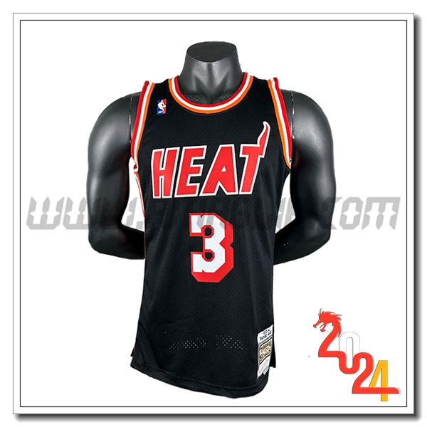 Maglia Miami Heat (WADE #3) 2024/25 Nero/Rosso