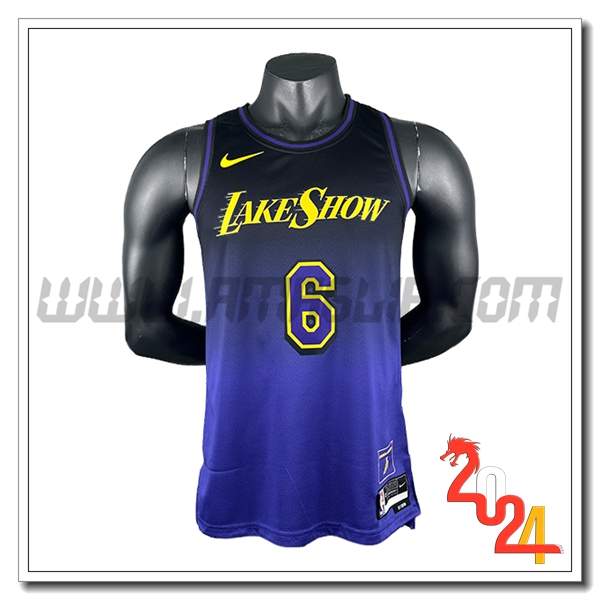 Maglia Los Angeles Lakers (JAMES #6) 2024/25 viola/Nero