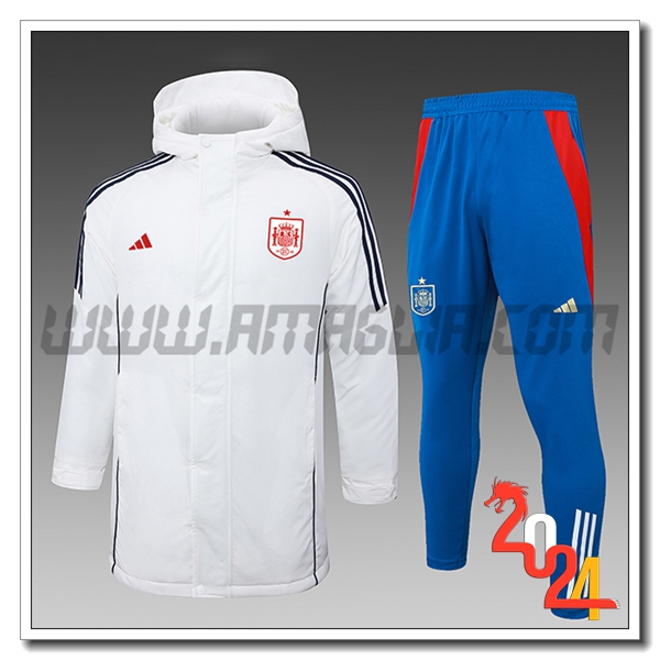 Tuta Piumino Con Cappuccio Spagna Bianco/Nero 2024 2025