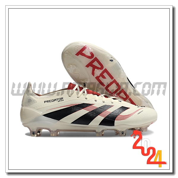Adidas Scarpe Da Calcio 25 Predator Elite Tongue FG Bianco/Nero/Rosso