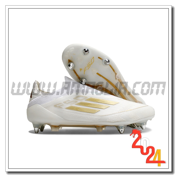 Adidas Scarpe Da Calcio F50 Elite Laceless SG Bianco/Giallo