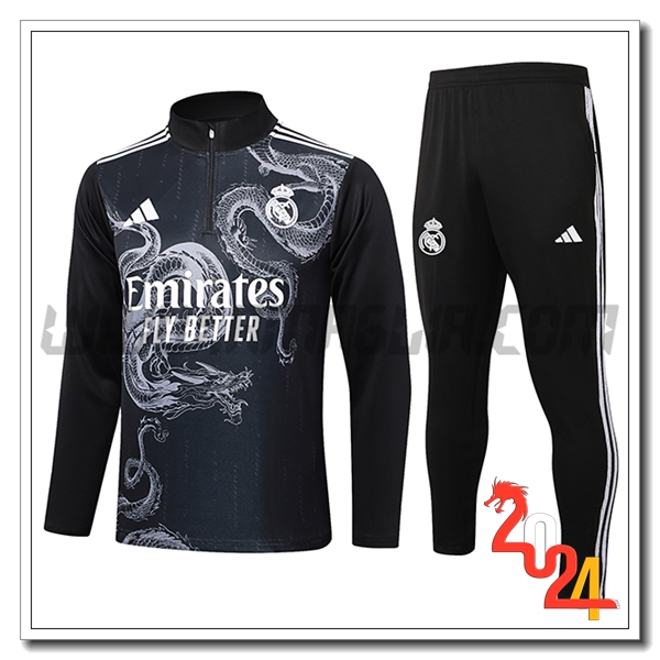 Tuta Allenamento Real Madrid Nero/Bianco 2024 2025