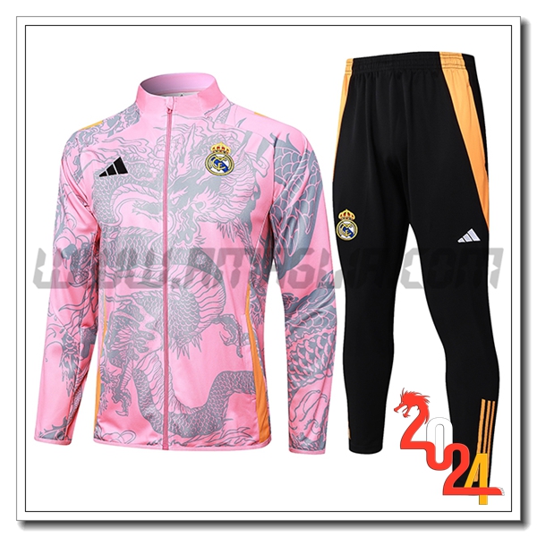 Tuta Allenamento Giacca Real Madrid Rosa/Grigio 2024 2025 -02