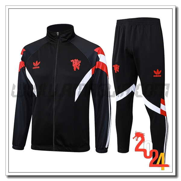 Tuta Allenamento Giacca Manchester United Nero/Rosso/Bianco 2024 2025