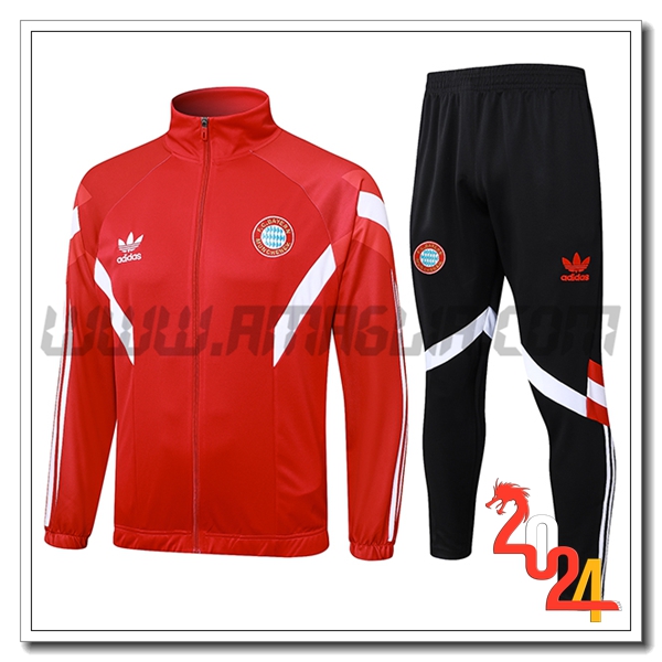 Tuta Allenamento Giacca Bayern Monaco Rosso/Bianco 2024 2025