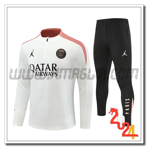 Tuta Allenamento PSG Bianco/Rosa 2024 2025