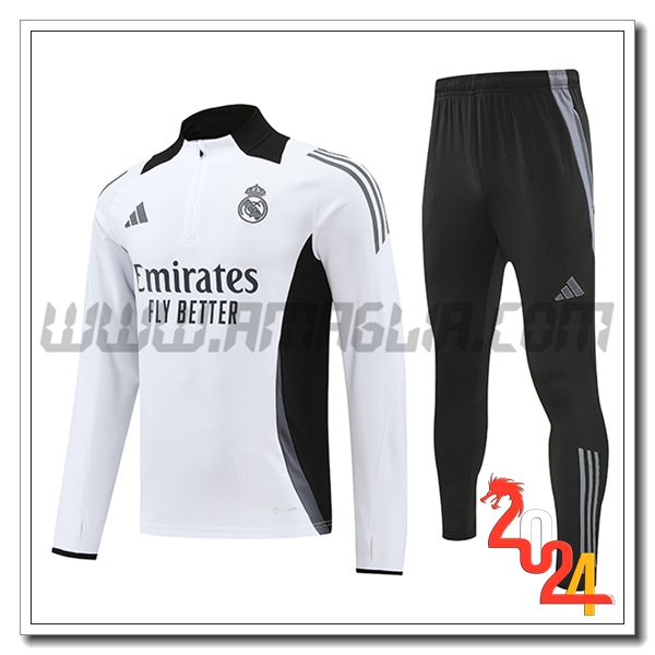 Tuta Allenamento Real Madrid Bianco/Nero/Grigio 2024 2025