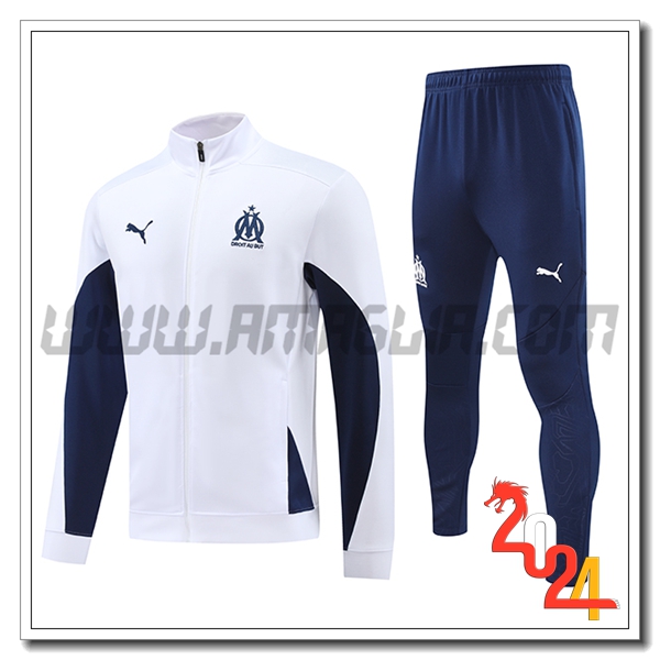 Tuta Allenamento Giacca Marsiglia Bianco/Blu 2024 2025