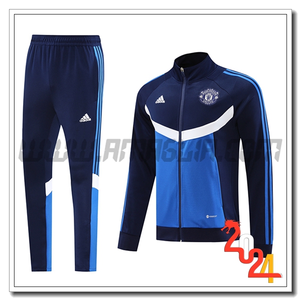Tuta Allenamento Giacca Manchester United Blu/Bianco 2024 2025