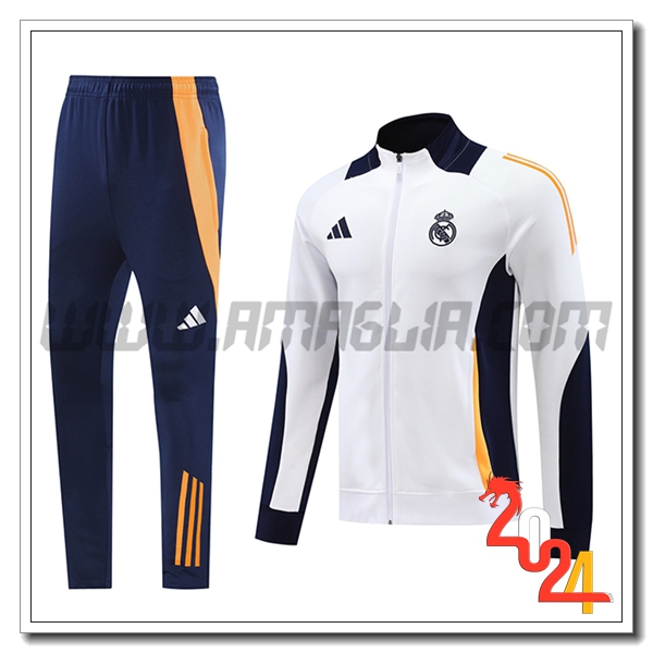 Tuta Allenamento Giacca Real Madrid Bianco/Blu/Arancia 2024 2025