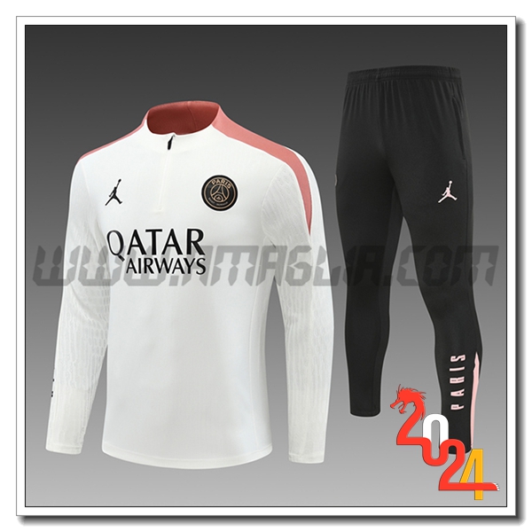 Tuta Allenamento PSG Bambino Bianco/Rosa 2024 2025