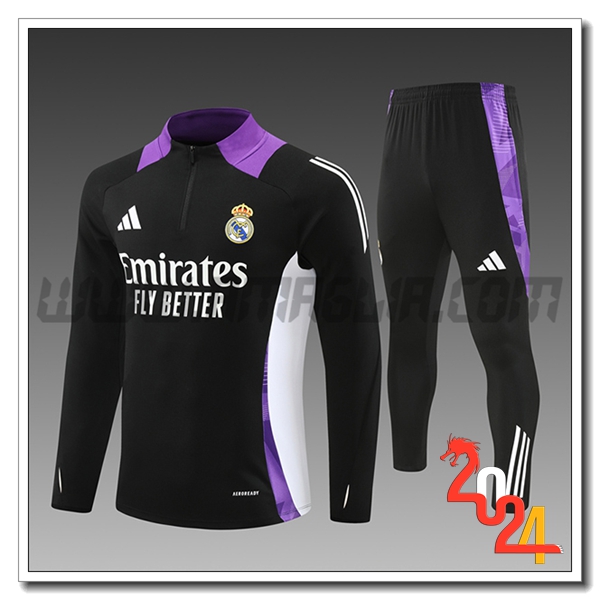 Tuta Allenamento Real Madrid Bambino Nero/Bianco/viola 2024 2025