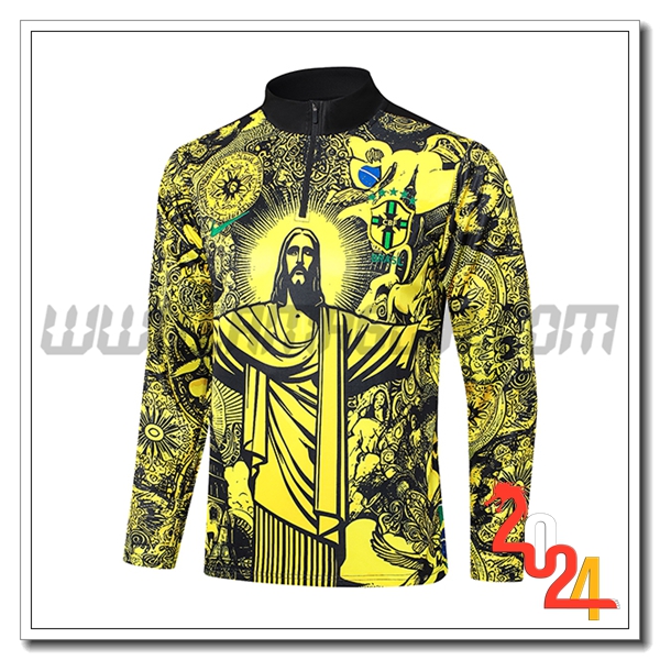 Felpa Allenamento Brasile Nero/Giallo 2024 2025