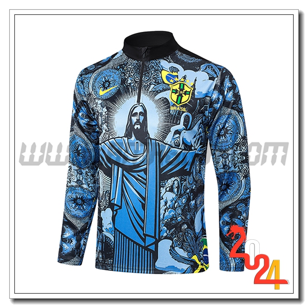 Felpa Allenamento Brasile Nero/Blu 2024 2025