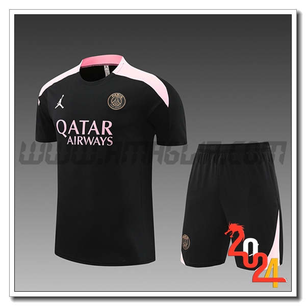 Kit Maglia Allenamento PSG Bambino Nero/Rosa 2024 2025