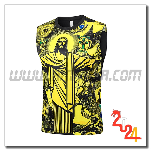 Canotta Allenamento Brasile Giallo/Nero 2024 2025