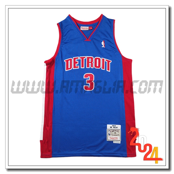 Maglia Detroit Pistons (WALLACE #3) 2024/25 Blu/Rosso