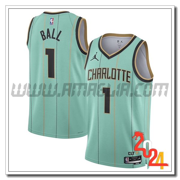 Maglia Charlotte Hornets (BALL #1) 2024/25 Verde/Nero -02