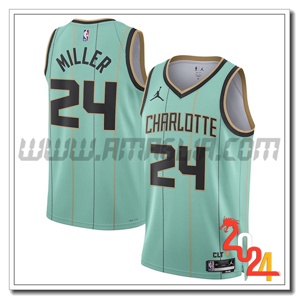 Maglia Charlotte Hornets (MILLER #24) 2024/25 Verde/Nero