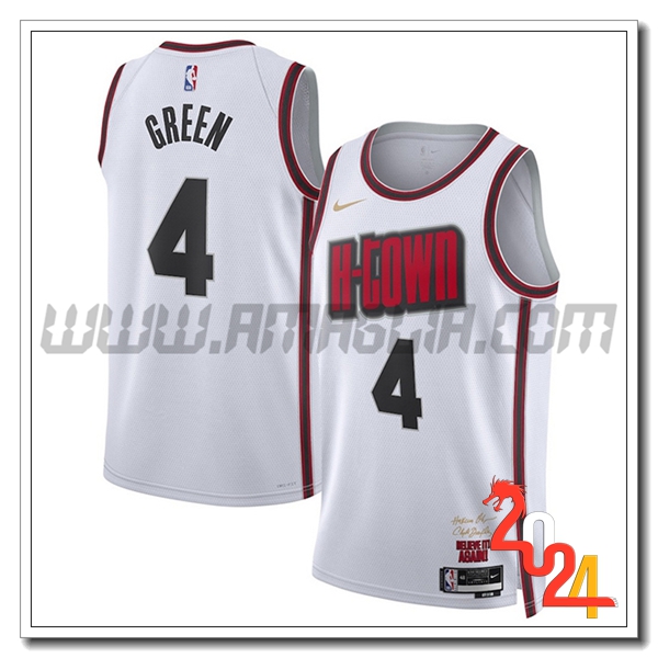 Maglia Houston Rockets (GREEN #4) 2024/25 Bianco/Rosso/Nero
