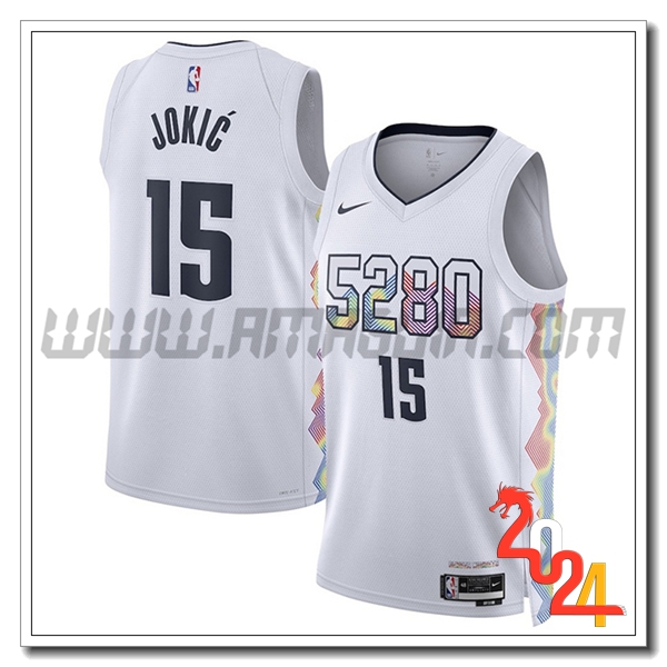 Maglia Denver Nuggets (JOKIC #15) 2024/25 Bianco/Nero