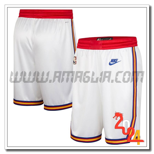 Pantaloncini NBA Golden State Warriors 2024/25 Bianco/Rosso