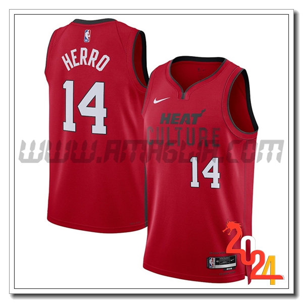 Maglia Miami Heat (HERRO #14) 2024/25 Rosso/Nero/Bianco