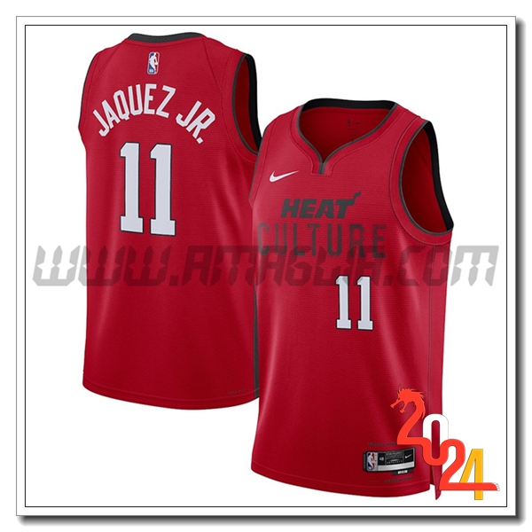 Maglia Miami Heat (JAQUEZ JR. #11) 2024/25 Rosso/Nero/Bianco