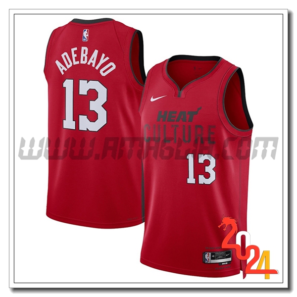 Maglia Miami Heat (ADEBAYO #13) 2024/25 Rosso/Nero/Bianco