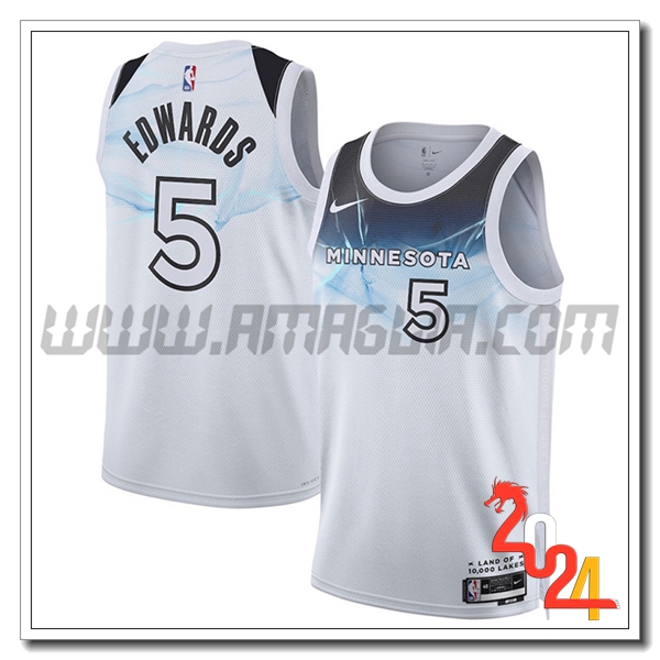 Maglia Minnesota Timberwolves (EDWARDS #5) 2024/25 Bianco/Blu -03