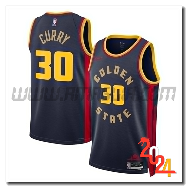 Maglia Golden State Warriors (CURRY #30) 2024/25 Nero/Giallo/Rosso