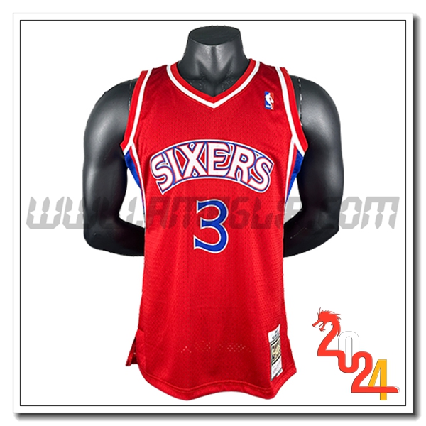 Maglia Philadelphia 76ers (IVERSON #3) 2023/24 Rosso/Blu