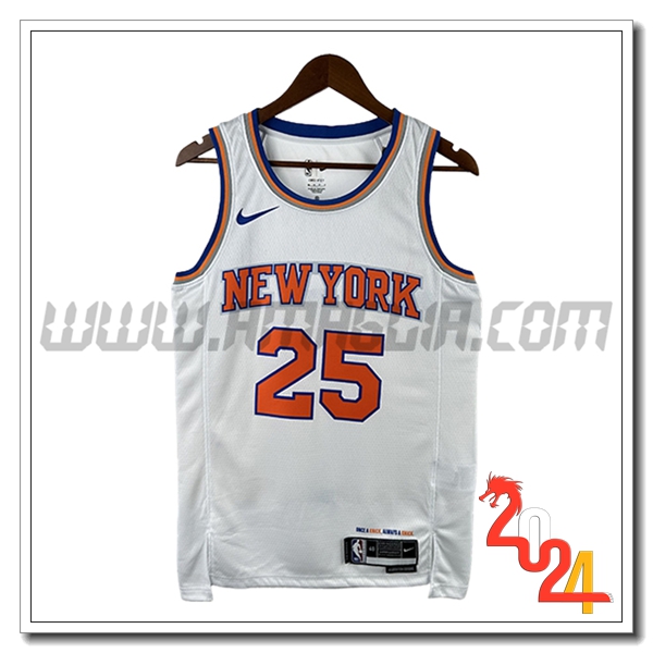 Maglia New York Knicks (BRIDGES #25) 2024/25 Bianco/Arancia