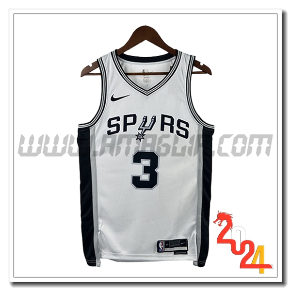 Maglia San Antonio Spurs (PAUL #3) 2024/25 Bianco/Nero